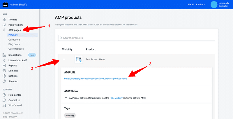 how to enable amp in shopify check amp pages