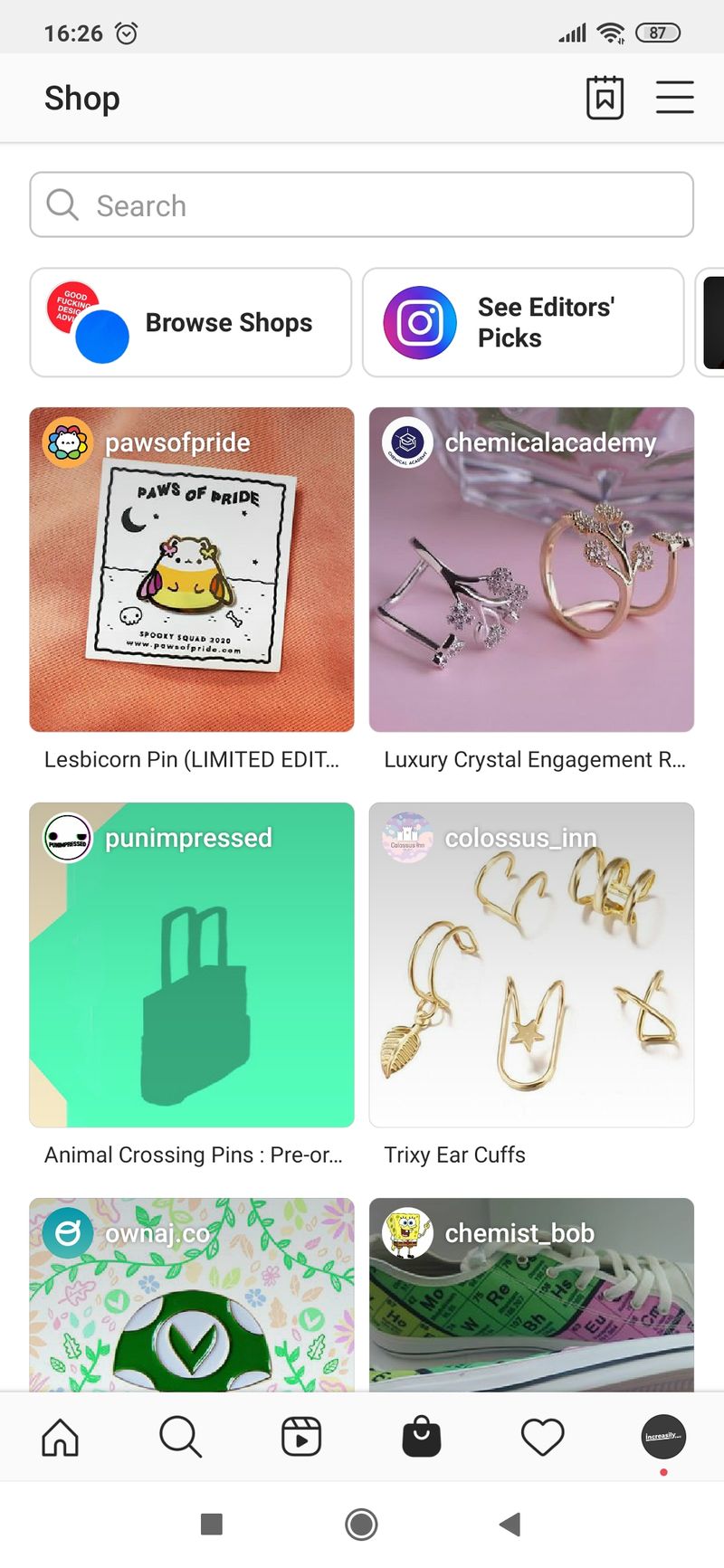 instagram shops tab