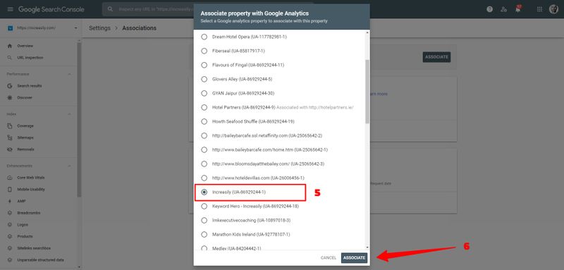 google search console associate google analytics