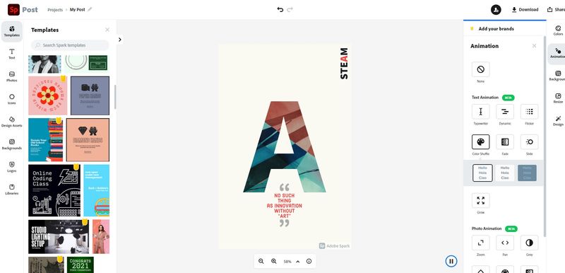adobe spark animation effects