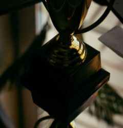sur.ly safest content award 2022 - trophy cup in dark light with reflection